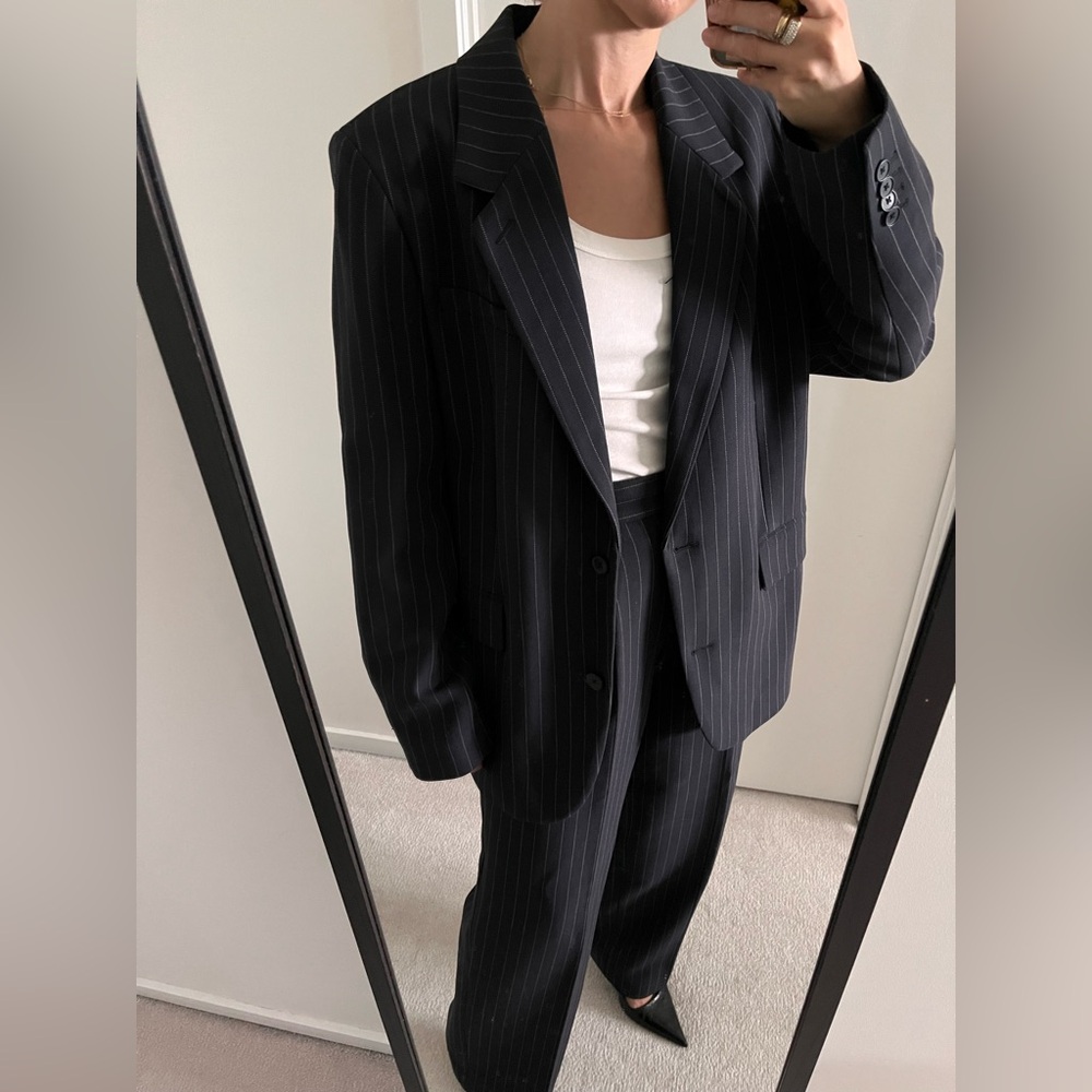 Babaton Navy Pinstripe oversized blazer